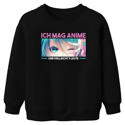 Immagine prodotto di Mi piacciono gli anime e forse 3 persone Kawaii Otaku Manga Fan Chibi Unisex Kids Felpa Pullover, Nero, 128