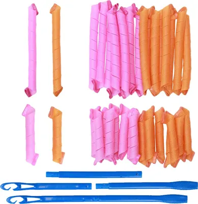 Produktbild von Manueller Lockenwickler, 40 Stück DIY Magic Hair Curlers, 55 cm / 30 cm Heatless Lockenwickler, Lockenwickler mit Styling-Haken