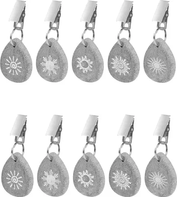 Image de 10 pièces de presse-nappes en pierre naturelle pour l'extérieur, support de nappe motif soleil