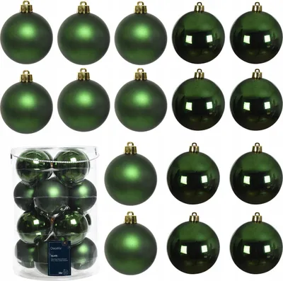 Produktbild von 16er-Set Christbaumkugeln Grün Glas 8cm, Matt & Glänzend, Hochwertige Weihnachts-Deko