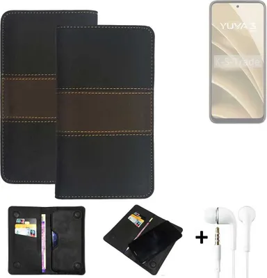 Produktbild von K-S-Trade Handyhülle + Kopfhörer kompatibel mit Lava Yuva 3 Pro Schutzhülle Walletcase Bookstyle Tasche Schutz Case Hülle Wallet Cover Kunstleder