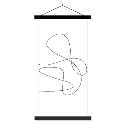 Produktbild von MuchoWow® Textilposter Linienkunst - Minimalismus - Abstrakt 60x120 cm mit schwarzem Rahmen - Magnete