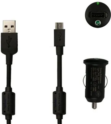 Produktbild von Original Sony Ericsson AN400 + EC700 Schwarz für Sony Xperia Z1 Compact KFZ PKW LKW Auto Ladegerät Autoaufladekabel MicroUSB + gratis Emiro Bildschirm Reinigungspad