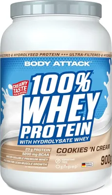 Obrázok produktu pre Body Attack 100 % srvátkový proteín - 900 g Cookies n Cream