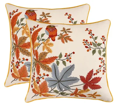 Herbstkissenbezüge mit Stickerei Ahornblätter 50x50 cm 2er-Set