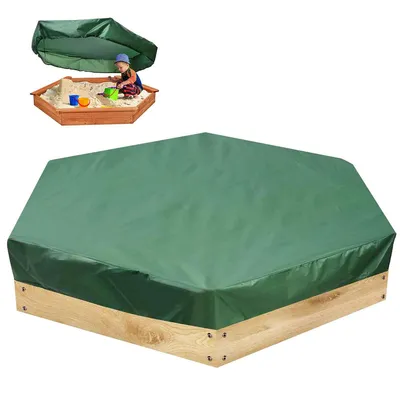 Produktbild von Sechseckige Sandkastenabdeckung, wasserdichtes Oxford-Gewebe, wasserdichtes Tuch mit Kordelzug, staubdicht und wasserdicht (180 x 150 cm)