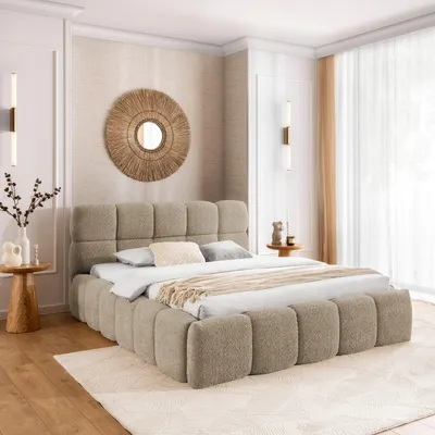 Produktbild von Polsterbett SOFIA 120x200 - mit Bettkasten, Doppelbett mit Stauraum und Lattenrost, Boxspringbett-Optik, ohne Matratze, Bett - Taupe