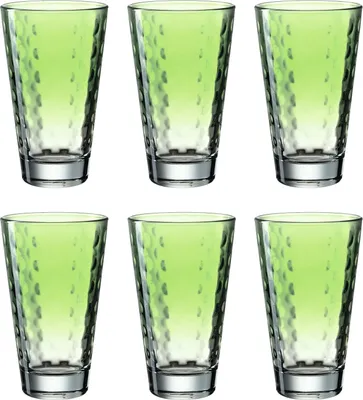 Produktbild von Leonardo Optic Trink-Gläser 6er Set, spülmaschinenfeste Longdrink-Gläser, bunte Trink-Becher aus Glas, Getränke-Set, grün, 300 ml, 025904