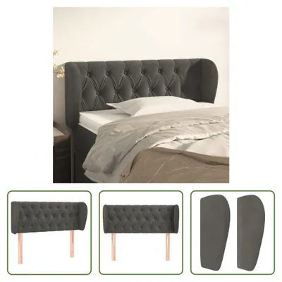 Produktbild von The Living Store Kopfteil mit Ohren Dunkelgrau 103x23x78/88 cm Samt