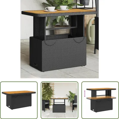 Produktbild von The Living Store Gartentisch Schwarz 90x55x71 cm Poly Rattan und Akazienholz