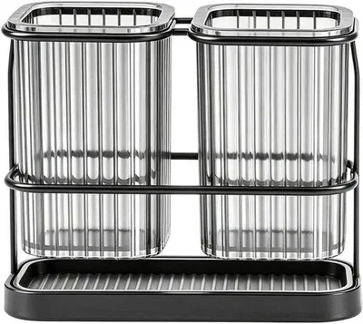 Produktbild von Gebrauchsanweisung - Besteck-Organizer - Küchenraum - Schnelle Wasserentwässerung - 21 x 10 x 17 cm - Schwarz