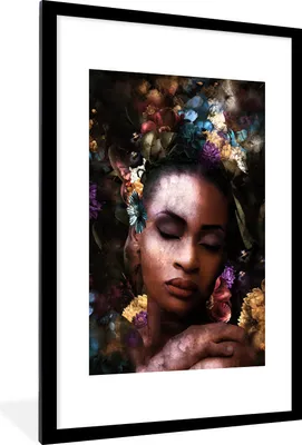 Produktbild von MuchoWow® MuchoWow® Gerahmtes Poster Frau - Farbe - Flora 60x90 cm - Poster mit zchwarzem Bilderrahmen - Dekoration - Wandposter Wohnzimmer - Hochwertig