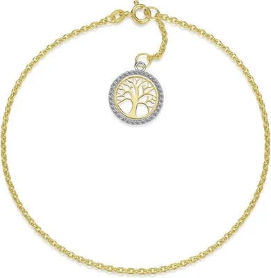 Produktbild von SILBERKETTEN STORE Fußkette Erbse 1,8mm mit Lebensbaumanhänger -echt 585 Gold, Länge 27cm - 27cm