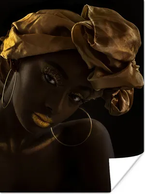 Produktbild von MuchoWow® Poster Frauen - Kopftuch - Gold - Luxus 120x160 cm - Wandbilder