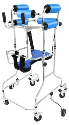 Produktbild von Rollator mit Unterarmauflagen - Aufrechter Gehwagen - 8 Räder - Für Senioren und Rehabilitation - Höhen- und Breitenverstellbar - Blau