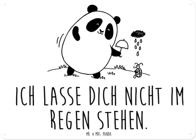 Produktbild von Mr. & Mrs. Panda Wandbild Panda Zusammenhalt DIN A6 - Weiß - Geschenk, wandtafel, Blechschild, Türschild, Schild, tafel