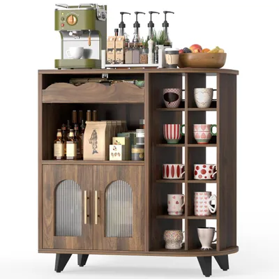 Produktbild von Holz-Kaffeestation mit Tassenhalter und Stauraum