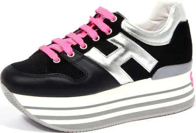 Zdjęcie produktu dla 4039J sneaker donna czarny/srebrny HOGAN H425 STAY COOL buty skórzane/materiałowe kobieta