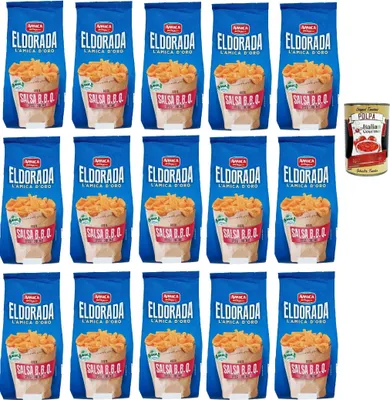 Produktbild von Amica Chips Eldorada Chips mit Salsa B.B.Q. Kartoffelchips gesalzen 15x 130g Kartoffel + Italian Gourmet polpa 400g