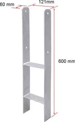 Produktbild von TolleTour 4x H-Anker Pfostenträger Pfostenanker Pfostenschuh Bodenhülse 600MM Anker 121MM