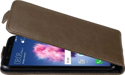 Produktbild von Cadorabo Hülle für Huawei P SMART 2018 / Enjoy 7S Schutz Hülle in Braun Flip Etui Handyhülle Case Cover