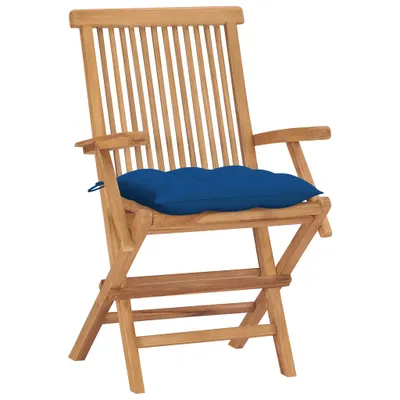 Produktbild von VidaXL 3065642, Terrasse, Gepolsterter Sitz, Teak, Blau, Polyester, 550 mm