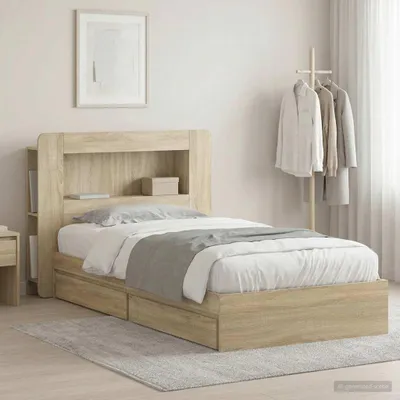 Imagen del producto de Maison Exclusive: Estructura de cama con espacio de almacenamiento, roble Sonoma, 90 x 190 cm, material de madera
