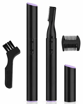 Produktbild von Augenbrauenrasierer für Damen, batteriebetriebener Gesichtshaartrimmer mit Edelstahlklinge und 2 Trimmaufsätzen, für präzise Augenbrauenpflege