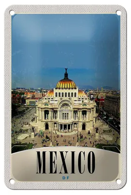Produktbild von Blechschild Reise 12x18cm Mexiko Amerika USA Mittelalter Gebäude Schild