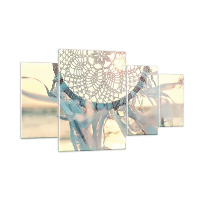 Produktbild von Bilder auf glas - 4 Teile - Boho Ornament Anhänger - 160x90cm - Glasbilder - Wandbilder - Bilder - zum Aufhängen bereit - Wanddekoration aus Glas - Glas Bilder - Wandbild auf Glas - GDL160x90-4554