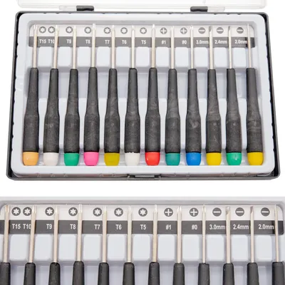 Produktbild von 12 Präzision Schraubendreher Schraubenzieher Feinwerkzeug Torx Schlitz Kreuz Set