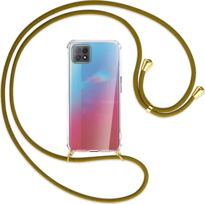 Produktbild von Handykette Backcover-Schutzhülle mit Band (Metall goldfarben) für Oppo A73 5G - khaki