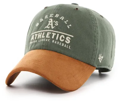 Imagen del producto de Gorra de béisbol MLB de la marca '47, equipo Oakland Athletics, modelo WINDHAM SUEDE, color verde botella