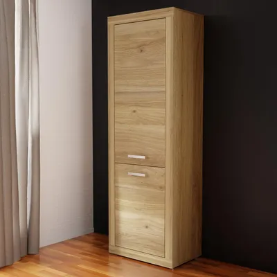 Productafbeelding van Forte BACCIO kast 60 70, moderne kast voor woon-/eetkamer, met 2 deuren, gemaakt van houtvezel, met een decoratief motief van beukenhout (Mauvella eik), 63,4 cm breed x 190,7 cm hoog x 41 cm diep