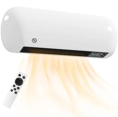 Productafbeelding van Wandventilatorverwarming 2000W keramische wandverwarming met ventilator, 2 vermogensstanden, LED-display, thermostaat, wit