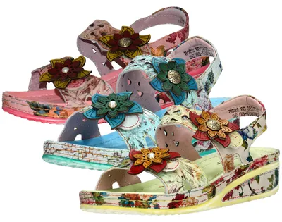 Produktbild von Laura Vita Damen Sandalette Klettverschluss Keilabsatz Jacdiso 08, Größe:40 EU, Farbe:Blau