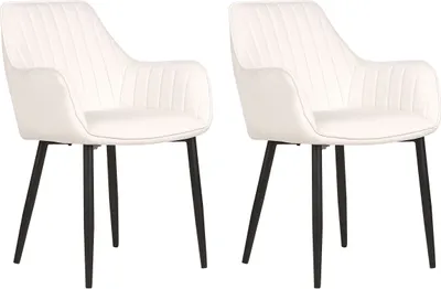 Obrázek produktu pro BELIANI Sada 2 jídelních židlí krémově bílé sametové područky černé kovové nohy retro glamour
