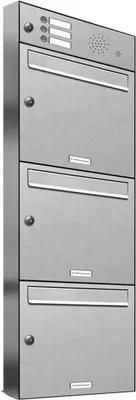 Produktbild von 3er V2A Edelstahl Briefkastenanlage für Aufputz - Wandmontage Klingel