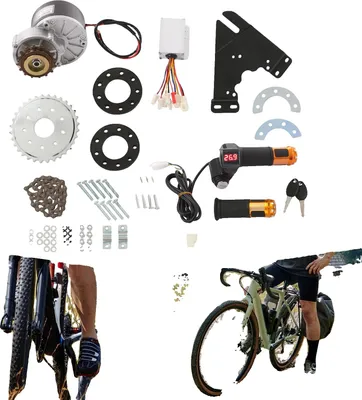 Zdjęcie produktu dla Zestaw do przeróbki roweru na rower elektryczny, napięcie 24 V, moc wyjściowa 250 W, nośność 120 kg, prędkość znamionowa 3300 obr./min, moment obrotowy 0,9 N·m