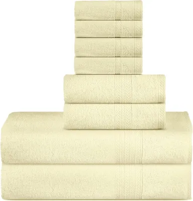 Produktbild von Set mit 8 Badetüchern, 8-teilig, Baumwolle, Beige, 70x140 cm