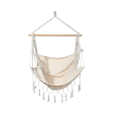 Produktbild von Rebecca Mobili Hängesessel mit gepolsterten Kissen aus Baumwolle, beige