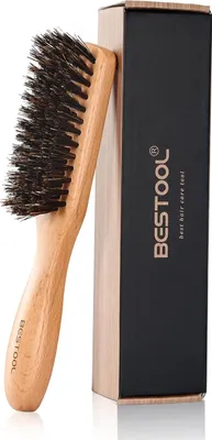 Zdjęcie produktu dla BESTOOL szczotka do brody z włosia dzika uchwyt z drewna bukowego pielęgnacja brody mężczyźni
