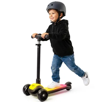 Obrázok produktu pre LUMI RIDE Detská kolobežka Detská kolobežka Trojkolesová kolobežka s LED kolieskami, zadné brzdy nastaviteľná výška, nosnosť 50 kg skladacia Sun Baby