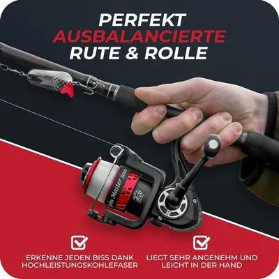Produktbild von Famanu Komplettes Angelset für Spinnfischen - Teleskoprute, Rolle, Köder und Zubehör