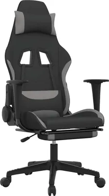 Produktbild von vidaXL Gaming-Stuhl mit Massage & Fußstütze Schwarz und Hellgrau Stoff