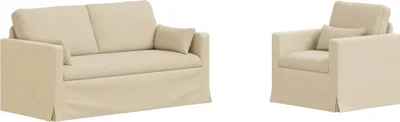 Image de Ensemble de canapés vidaXL, 2 pièces, couleur crème, revêtement en tissu