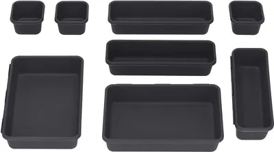 Immagine prodotto di SPRINGOS Contenitori in plastica grigio scuro Inserto per cassetti Organizzatore multi-set Scatole portaoggetti Organizzatore per cassetti Make-up universale