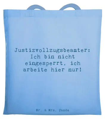 Produktbild von Mr. & Mrs. Panda Jutebeutel Spruch Justizvollzugsbeamter - Sky Blue - Geschenk, Beruf, Berufsliebe, Uni Tasche, Humor, Justizvollzug, Schultasche, Büchertasche