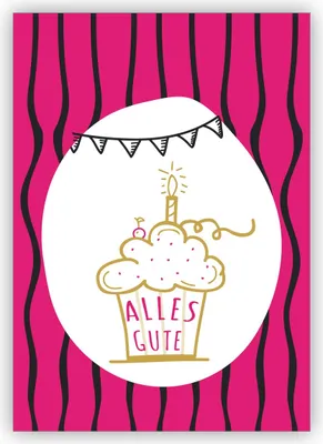Produktbild von Fröhliche Glückwunschkarte, Geburtstagskarte mit Muffin und Kerze: Alles Gute