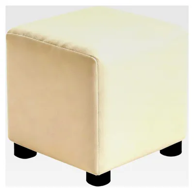 Produktbild von Quadratischer Fußhocker-Schonbezug aus Jacquard-Stoff, Stretch-Schutzbezug für Wohnzimmer und Schlafzimmer (M, Beige)